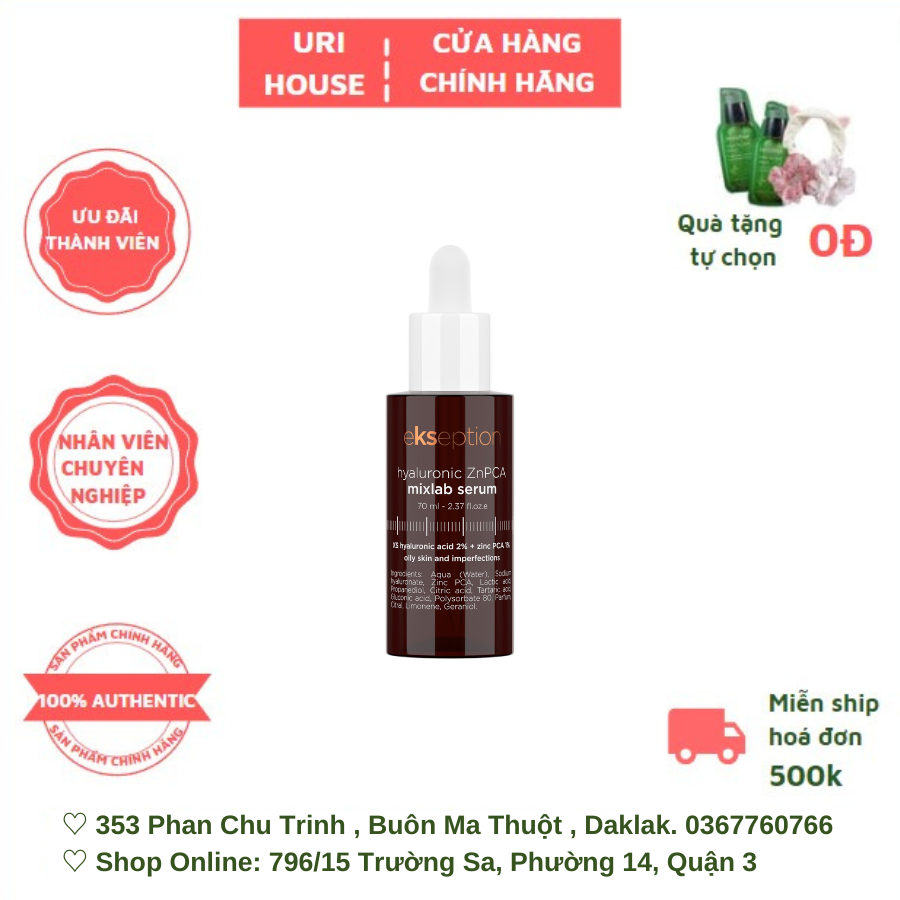 [BEST SELLER] Tinh Chất Giảm Mụn Kiềm Dầu Ekseption Hyaluronic ZnPCA Mixlab Serum