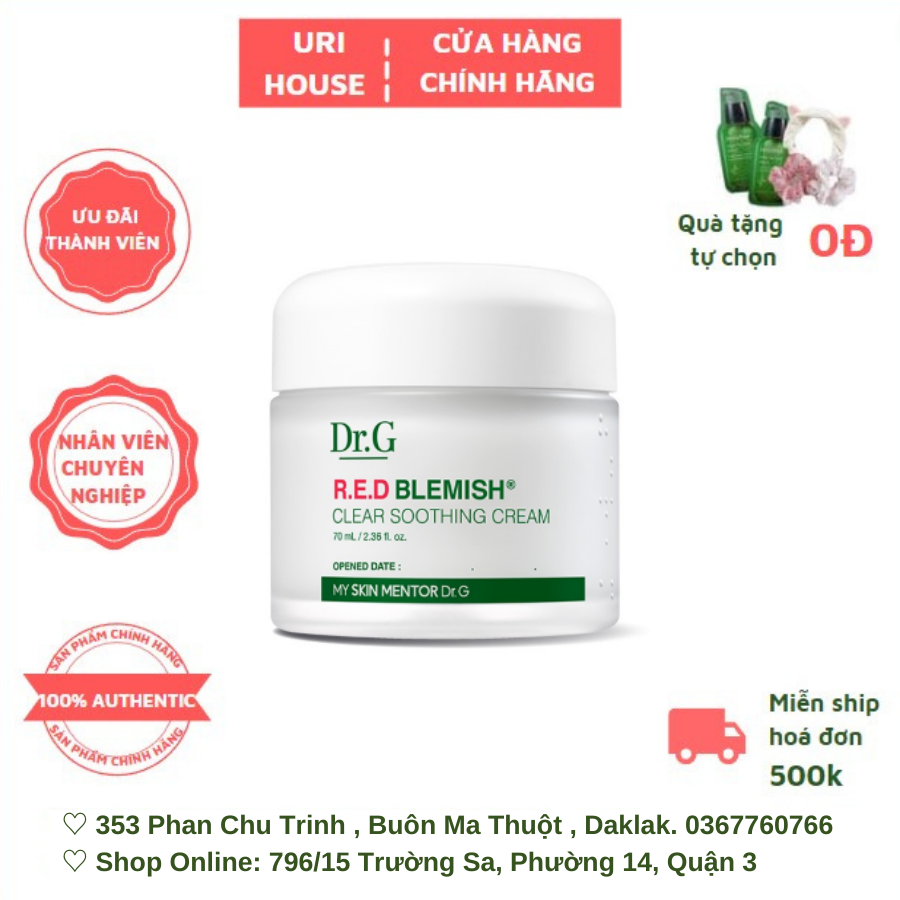 Kem Dưỡng Dr.G Cấp Ẩm, Phục Hồi Sâu Và Làm Dịu Da Cho Da Mụn Dr.G R.E.D Blemish Clear Soothing Cream 70ml