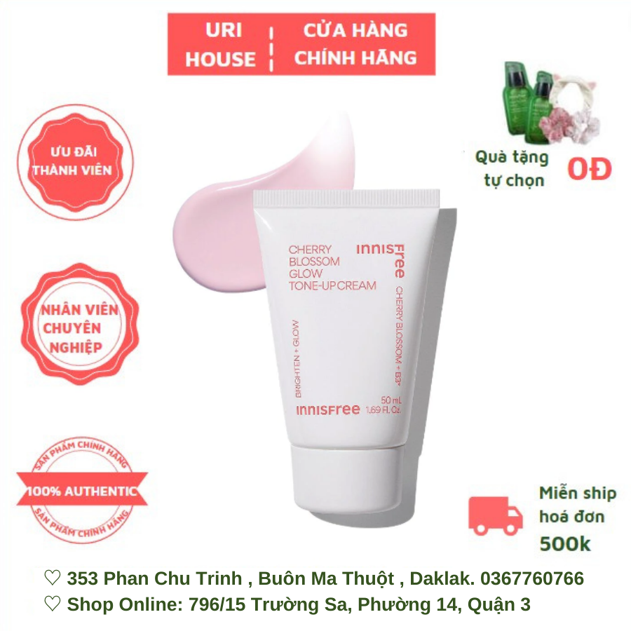 Kem Dưỡng Trắng Da Nâng Tone Tức Thì Innisfree Jeju Cherry Blossom Tone-Up Cream 50ml