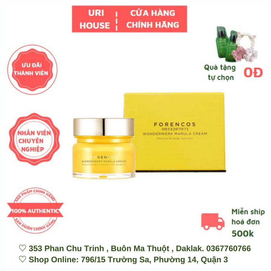 Kem Nâng Cơ Chống Lão Hoá Dưỡng Trắng Da Ban Đêm Forencos Vàng  Wonderwerk Marula Tone Up Cream 50ml