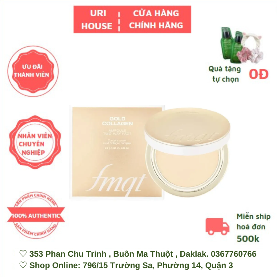 [NEW] Phấn Phủ Che Khuyết Điểm The Face Shop Gold Collagen Ampoule Two-Way Pact SPF 30 PA+++ 9.5g