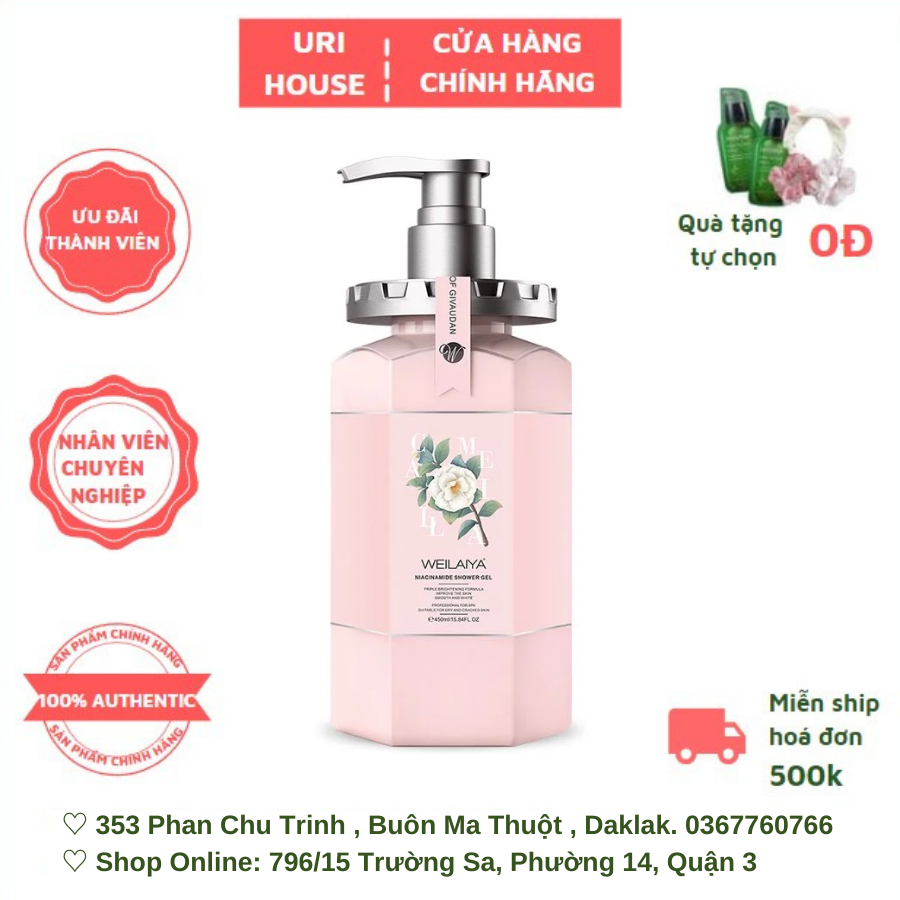 Sữa Tắm Trắng Da Hoa Trà Weilaiya Niacinamide Shower Gel 450ml