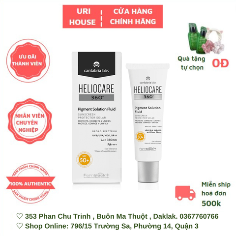  [BEST SELLER] Kem Chống Nắng Heliocare Ngừa Tăng Sắc Tố, Đốm Nâu 360° Pigment Solution Fluid SPF 50+ 50ml 