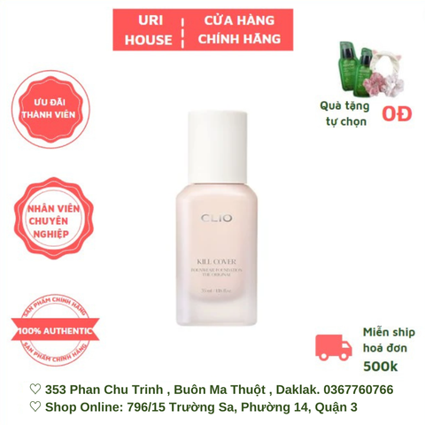  Kem Nền Mỏng, Che Phủ Khuyết Điểm Clio Kill Cover Founwear Foundation The Original 35ml 
