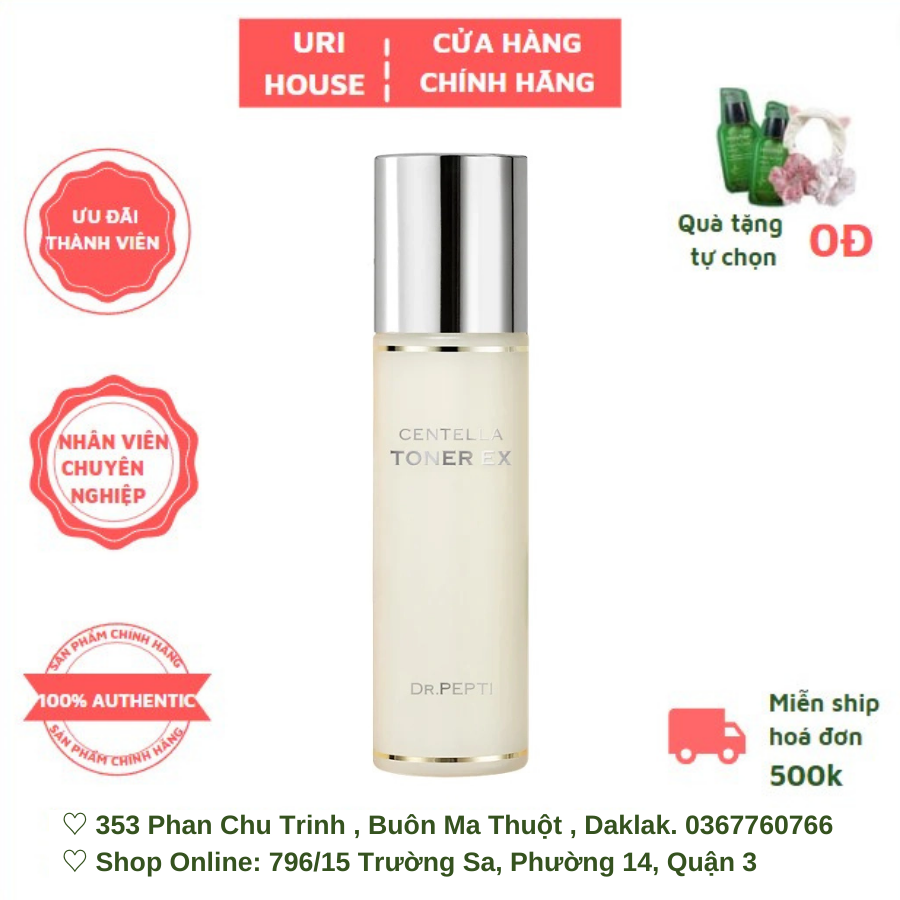 Nước Hoa Hồng Dr.Pepti Dưỡng Da Căng Bóng Centella Toner 180ml