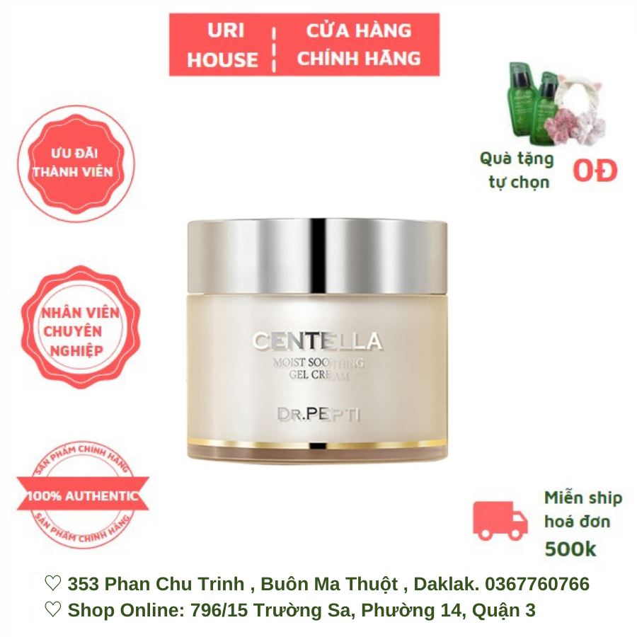 Kem Dưỡng Dr.Pepti Chiết Xuất Rau Má Dưỡng Ẩm Và Dịu Da  Centella Moist Soothing Gel Cream 70ml
