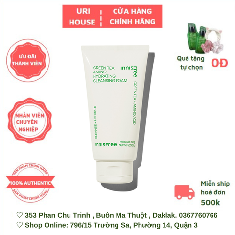  Sữa Rửa Mặt Innisfree Dưỡng Ẩm Chiết Xuất Trà Xanh 150g (Mới 2023) 
