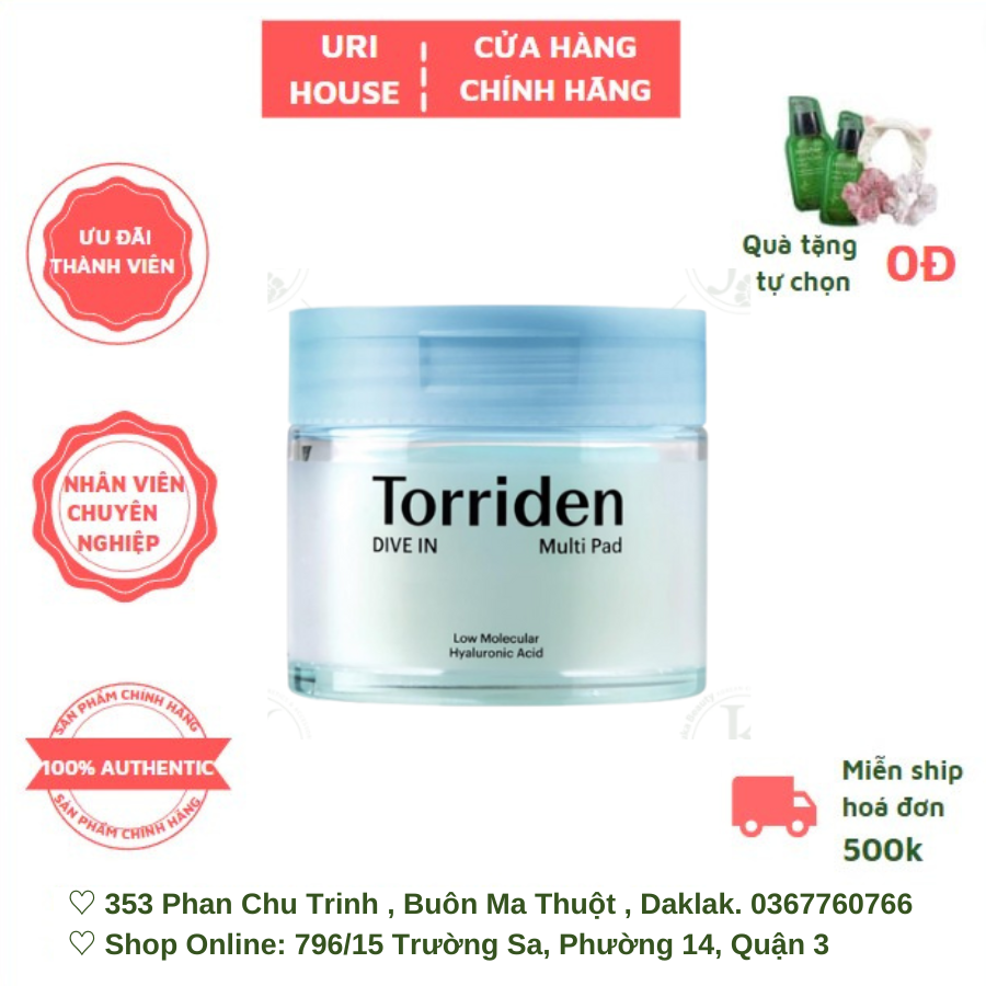 Toner Pad Cấp ẩm, Làm Mềm Mịn Da Torriden DIVE IN Multi Pad 160ml (80 miếng)