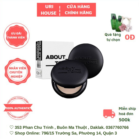  Phấn Phủ Kiềm Dầu Nâng Tone Da About Tone Blur Powder Pact 9g 