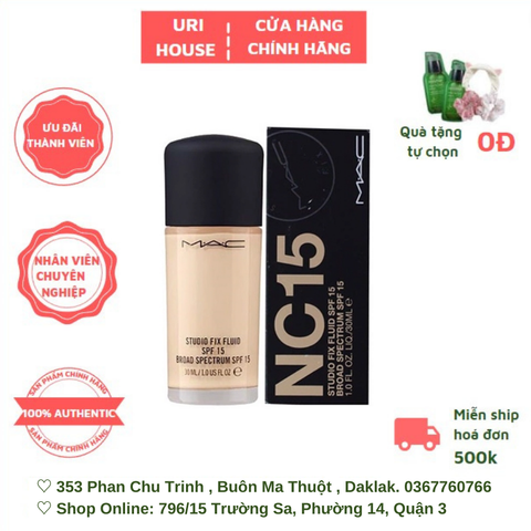  Kem nền Kiềm Dầu Mịn Lì Lâu Trôi Mac Studio Fix Fluid SPF15 30ML 