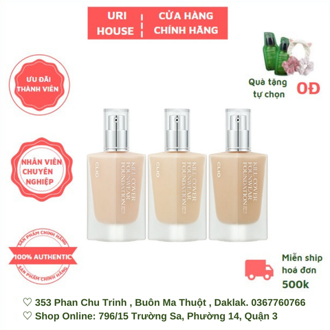  Kem Nền Che Khuyết Điểm Clio Kill Cover Founwear Foundation SPF30 PA+++ 38g 