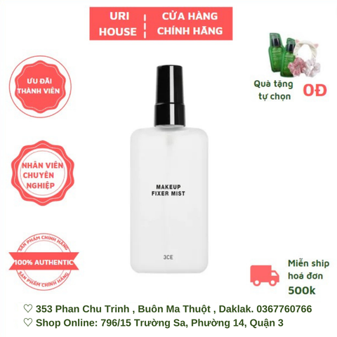  Xịt Khóa Nền 3CE Makeup Fixer Mist 100ml 
