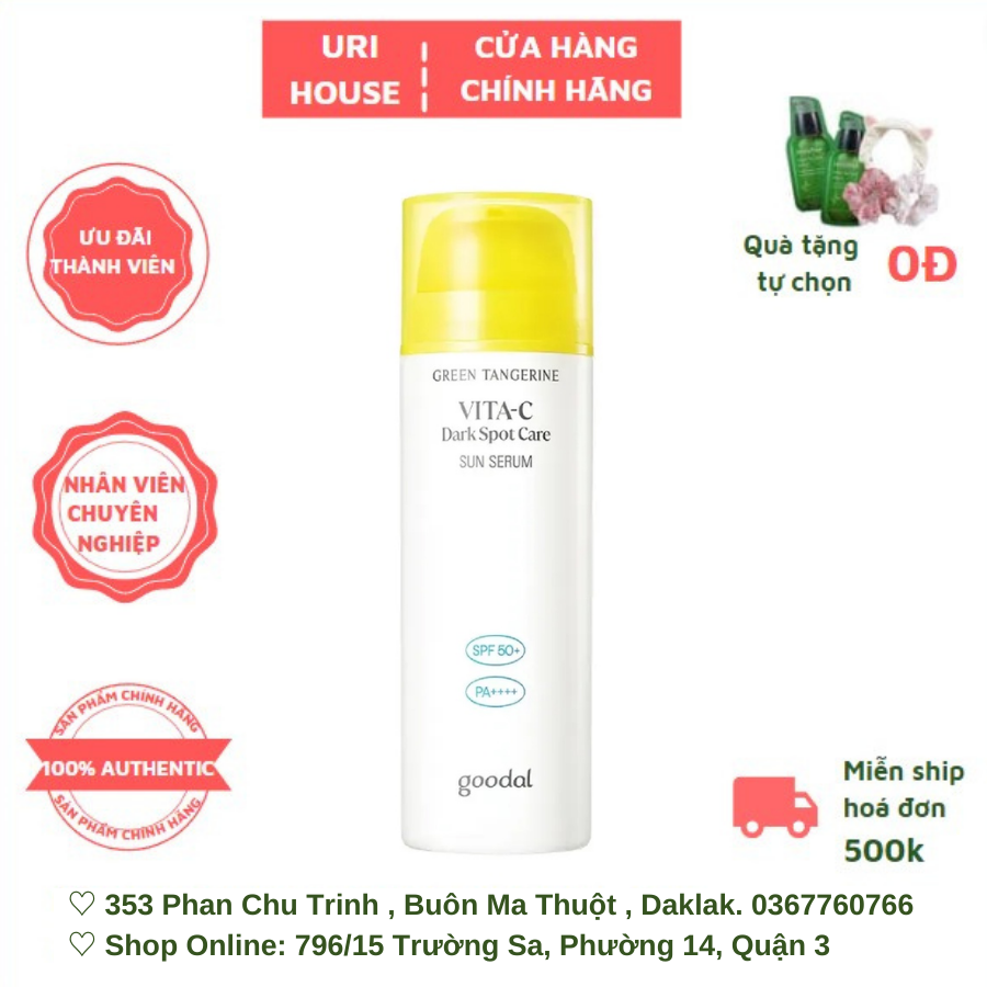 Tinh Chất Chống Nắng, Dưỡng Sáng Da  Goodal Green Tangerine Vita C Dark Spot Care Sun Serum SPF 50+ PA++++