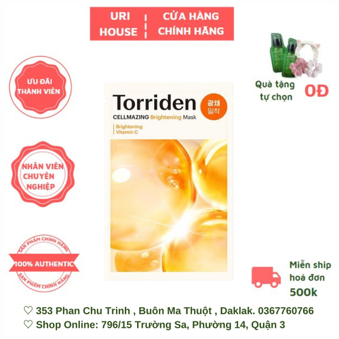  [BEST SELLER] Mặt Nạ Torriden Vitamin C Sáng Da Cellmazing Brightening Mask 26ml 