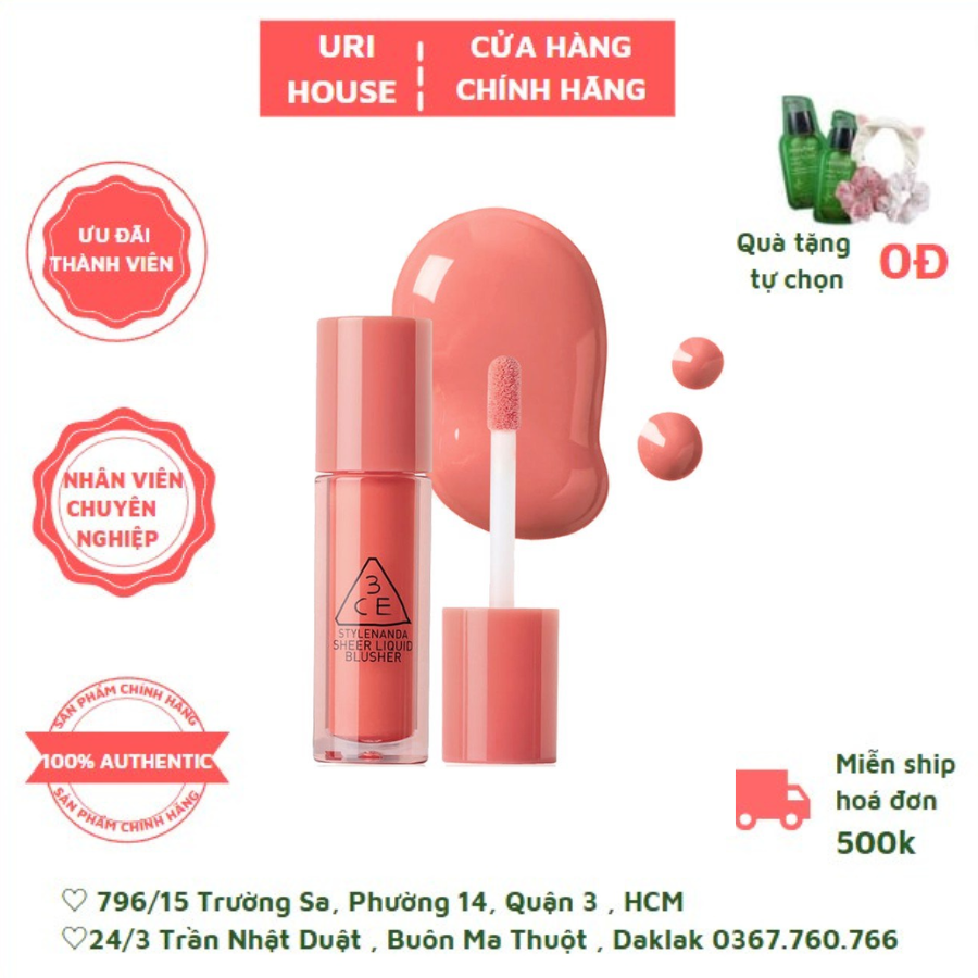 Má Hồng Dạng Kem 3CE Sheer Liquid Blusher 3g
