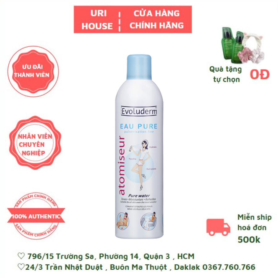 Xịt Khoáng Cấp Nước Và Làm Dịu Da Evoluderm Pure Water Atomizer 150ml