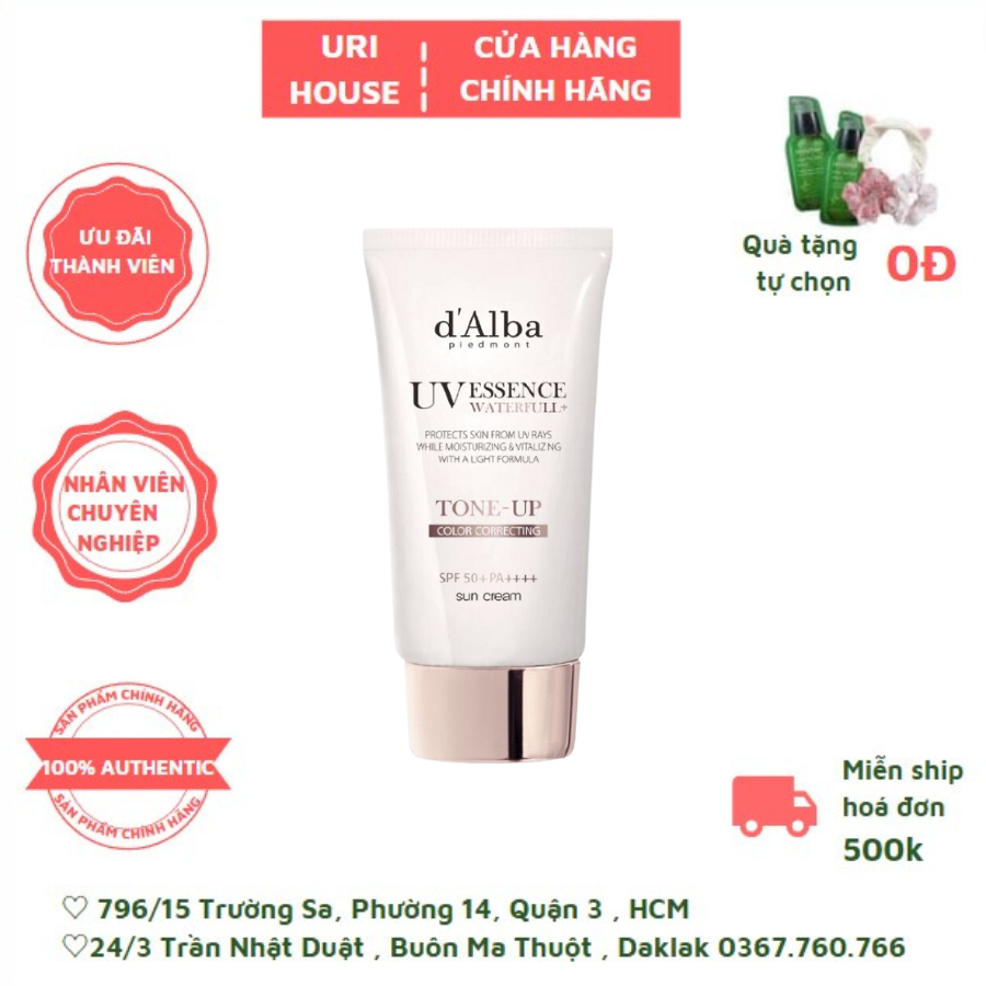 Kem Chống Nắng Nâng Tone d'Alba Essence Waterfull Tone-Up Color Correcting SPF 50+ PA ++++ 50ml
