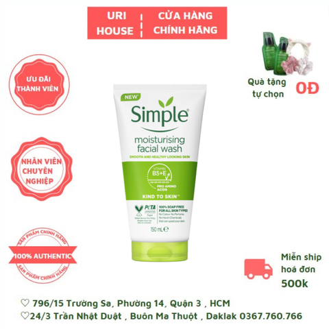  Sữa Rửa Mặt Simple Moisturising Facial Wash 150ml 