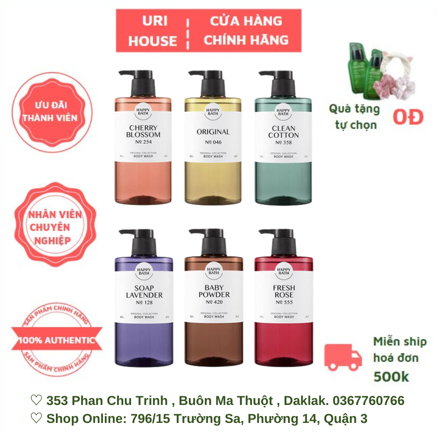Sữa Tắm Happy Bath Cao Cấp Hương Nước Hoa Giữ Ẩm, Săn Chắc Da 910g