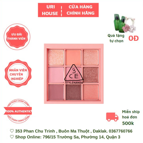  [NEW] Bảng Phấn Mắt 9 Màu 3CE Multi Eye Color Palette 8.2g 