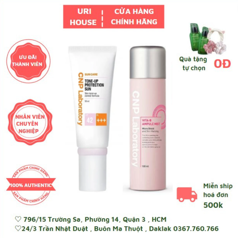  Set Kem Chống Nắng CNP Tone Up 50ml + Xịt Khoáng CNP 100ml 