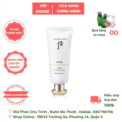  [NEW] Kem Chống Nắng Dưỡng Ẩm The History Of Whoo Gongjinhyang Fresh UV Protective Cream SPF50+ PA++++ 60ml 