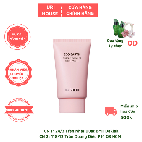  Kem Chống Nắng ,  Nâng Tone Da Sáng Hồng The Saem Pink Sun Cream EX SPF50+/PA++++ 