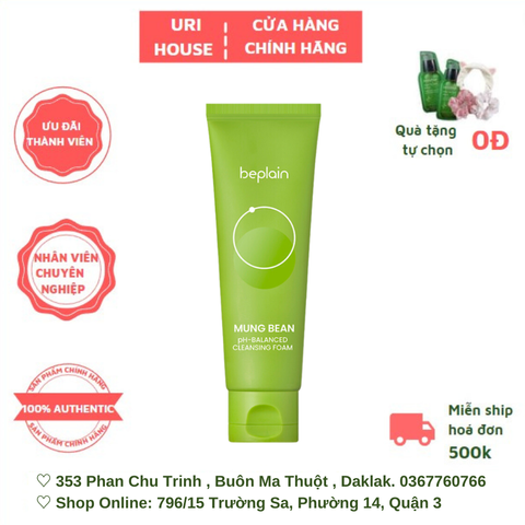  Sữa Rửa Mặt Chiết Xuất Đậu Xanh Cân Bằng Độ pH Beplain Mung Bean pH-Balanced Cleansing Foam 