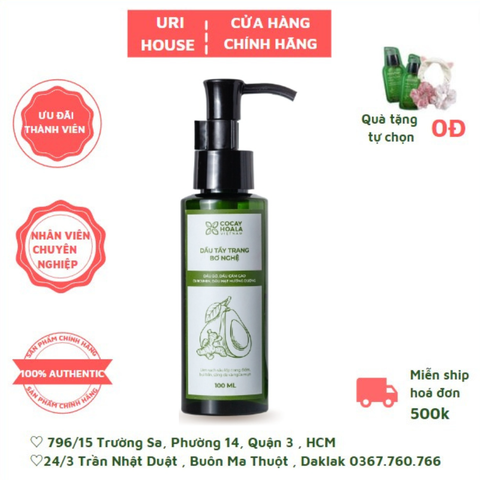  Dầu Tẩy Trang Bơ Nghệ 3in1 Sạch Sâu Dưỡng Ẩm Cải Thiện Lão Hóa Da Cỏ Cây Hoa Lá 100ml 