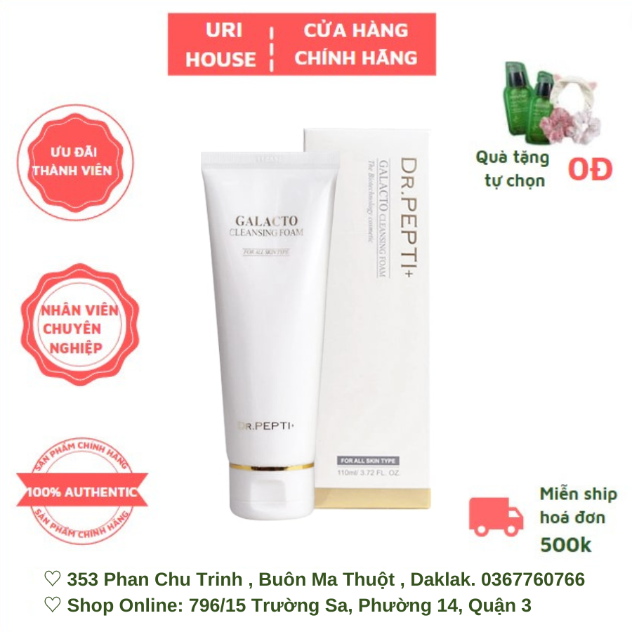 Sữa Rửa Mặt Dr.Pepti Giúp Dưỡng Ẩm, Làm Sạch Sâu Lỗ Chân Lông Galacto Cleansing Foam 110ml