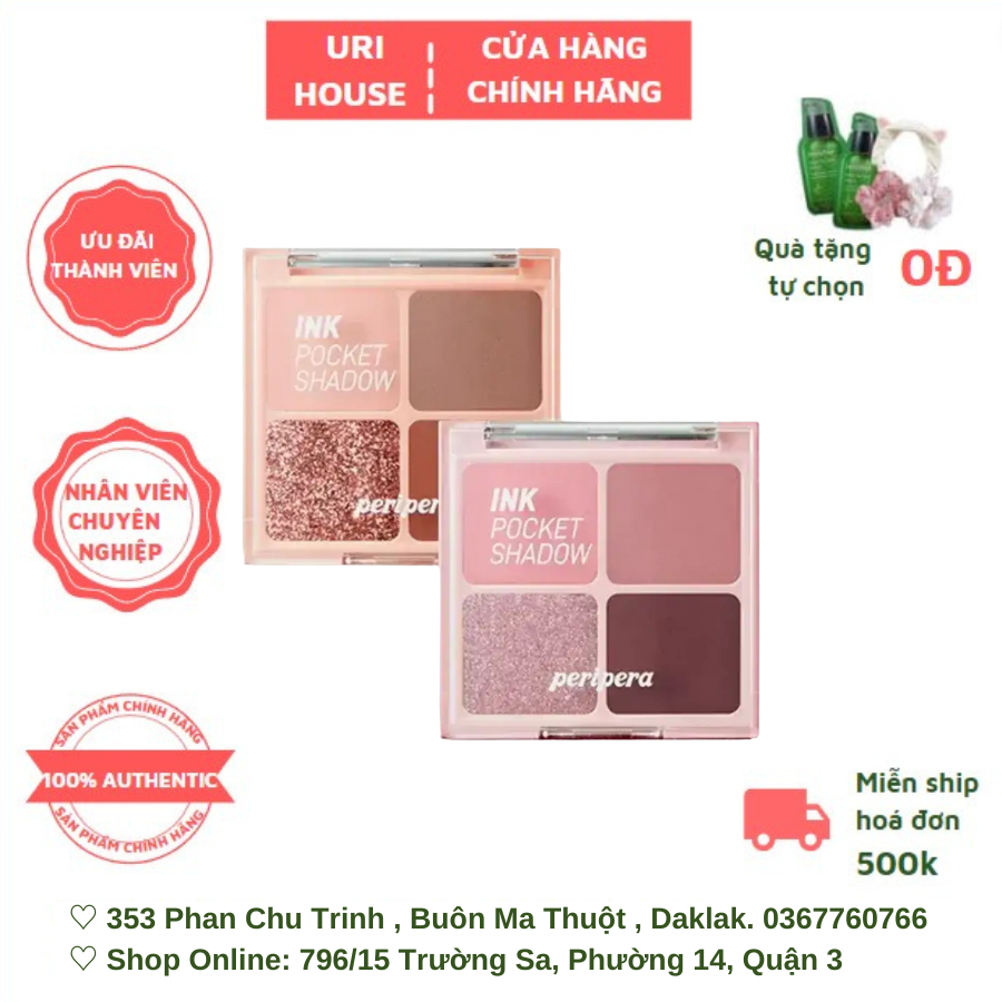 Bảng Phấn Mắt Nhũ Peripera Ink Pocket Shadow Palette 6.4g (Phiên bản mới - Soda Cafe)