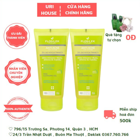  Sữa Rửa Mặt Cho Da Dầu Mụn Floslek Anti Acne Face Cleansing Gel 200ml 