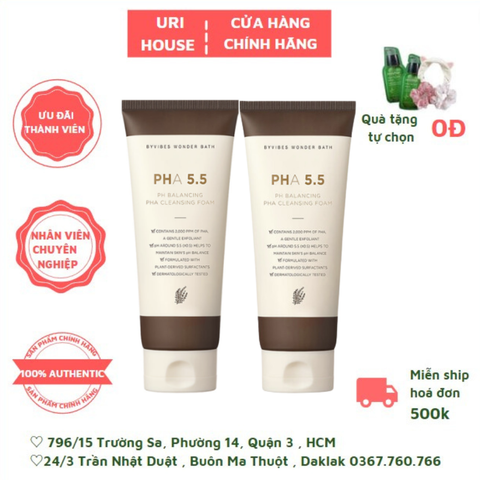  Sữa Rửa Mặt Dịu Nhẹ Byvibes Wonder Bath PHA 5.5 PH Balancing PHA Cleansing Foam (130ml) 