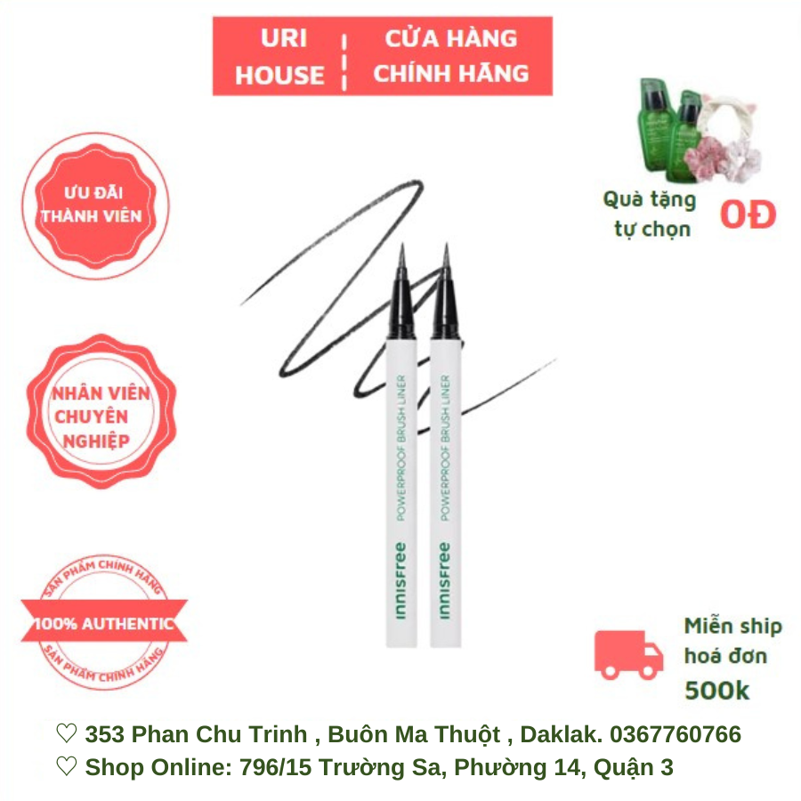 Bút Kẻ Mắt Nước Lâu Trôi InnisfreePowerproof Brush Liner 0.6g