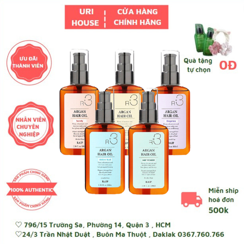  Dầu Dưỡng Giúp Hồi Phục Tóc Hư Tổn Raip R3 Argan Hair Oil 100ml 