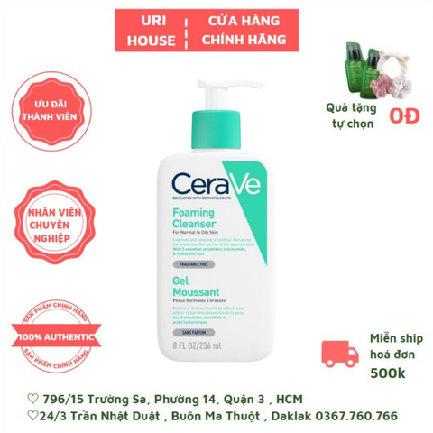  Sữa rửa mặt CeraVe Foaming Facial Cleanser Dành Cho Da Dầu, Hỗn Hợp 236ml 