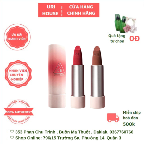  [NEW] Son Thỏi Mịn Lì 3CE Cashmere Hug Lipstick 