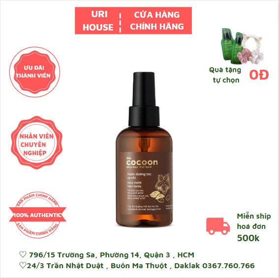 Nước Dưỡng Tóc Cocoon Sa-Chi Cấp Ẩm, Phục Hồi Hư Tổn 140ml Inca Inchi Hair Tonic