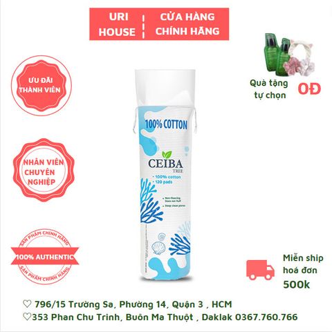  Bông Tẩy Trang Ceiba 100% Chất Liệu Cotton 120 Miếng 