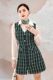  Váy tweed phối sơmi 