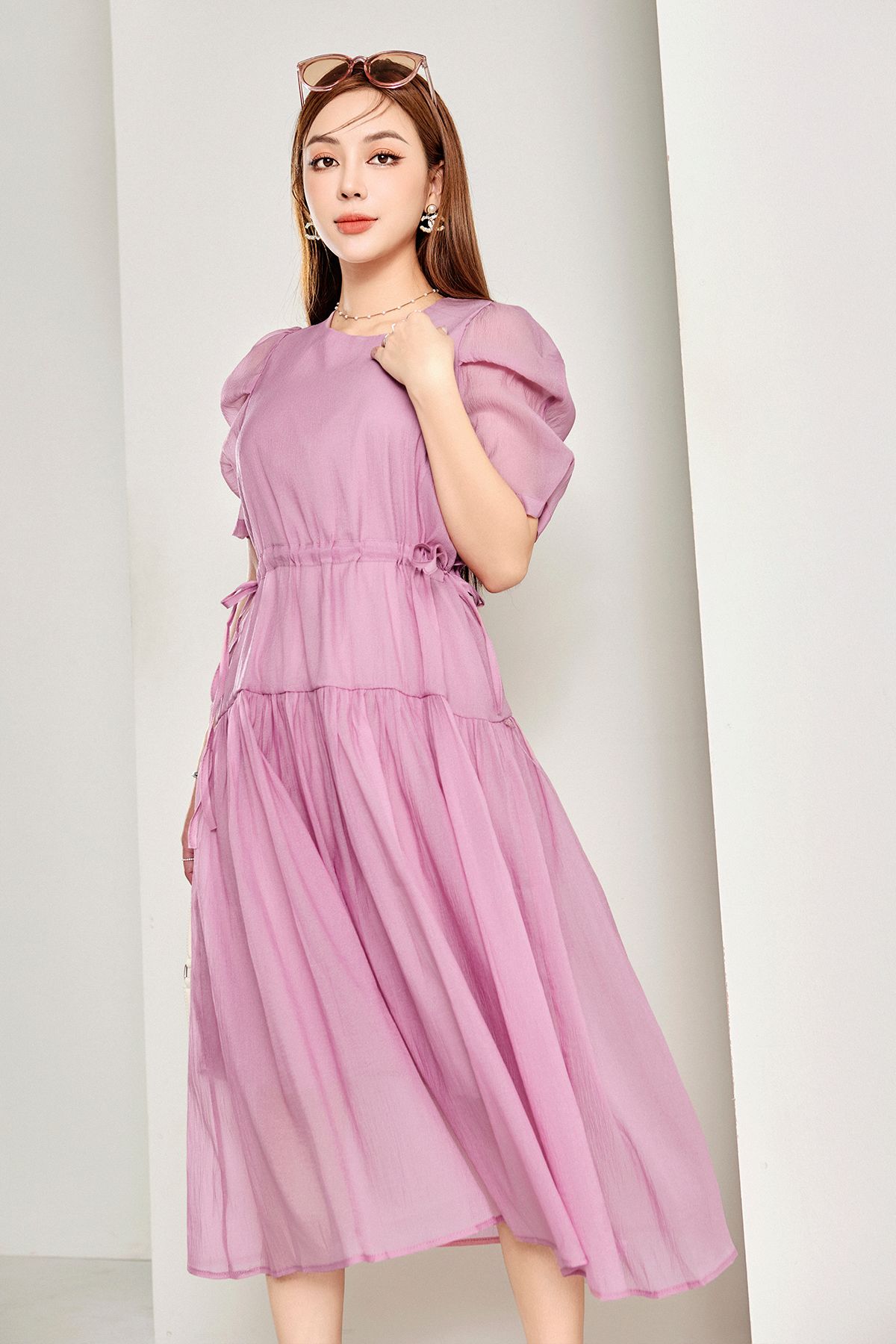 20V09002 VÁY A TL BỒNG DÂY RÚT EO ĐEN Zen Fashion