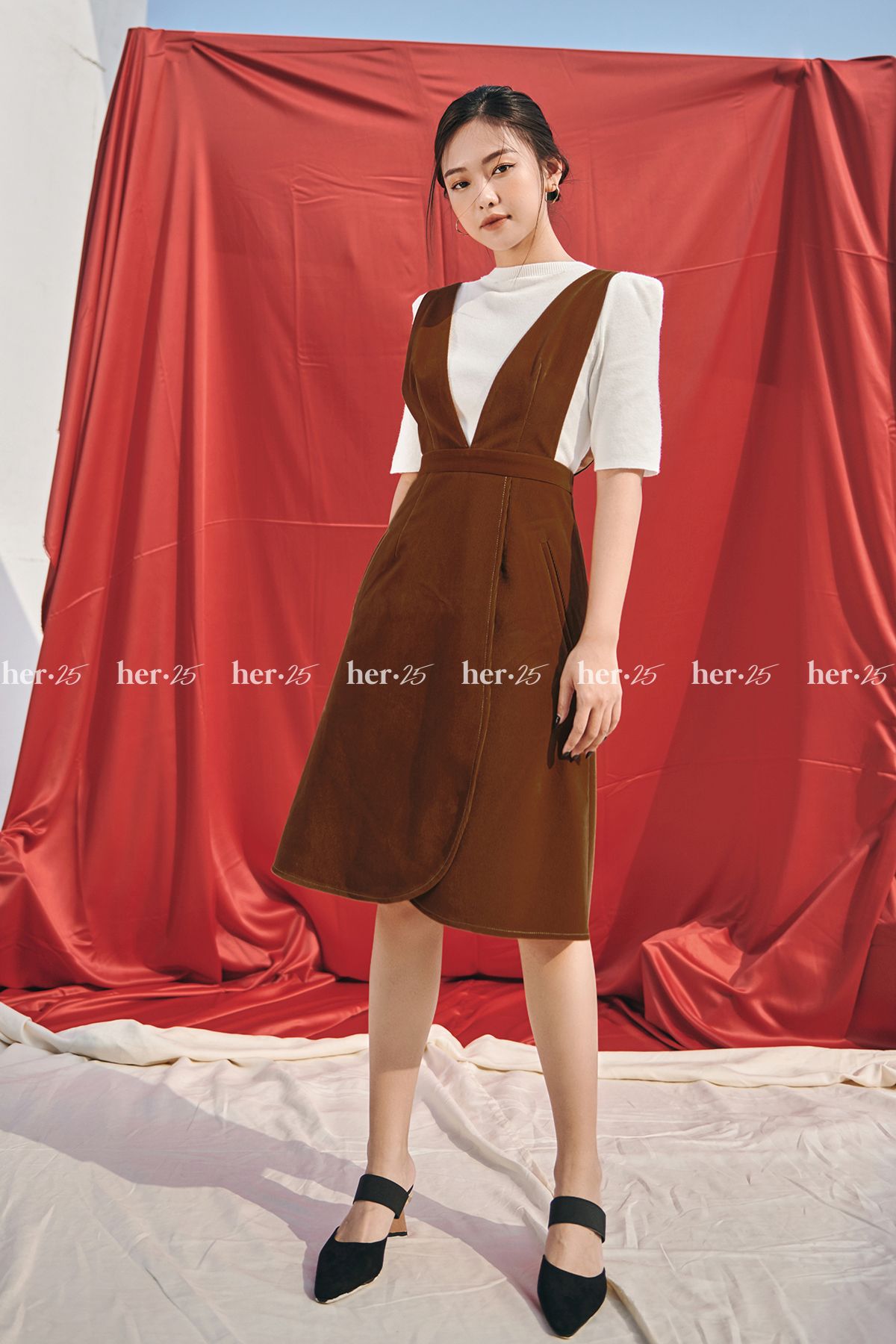 Đầm yếm cổ tim  Đen Mila 20DK011DE  Liam Robe