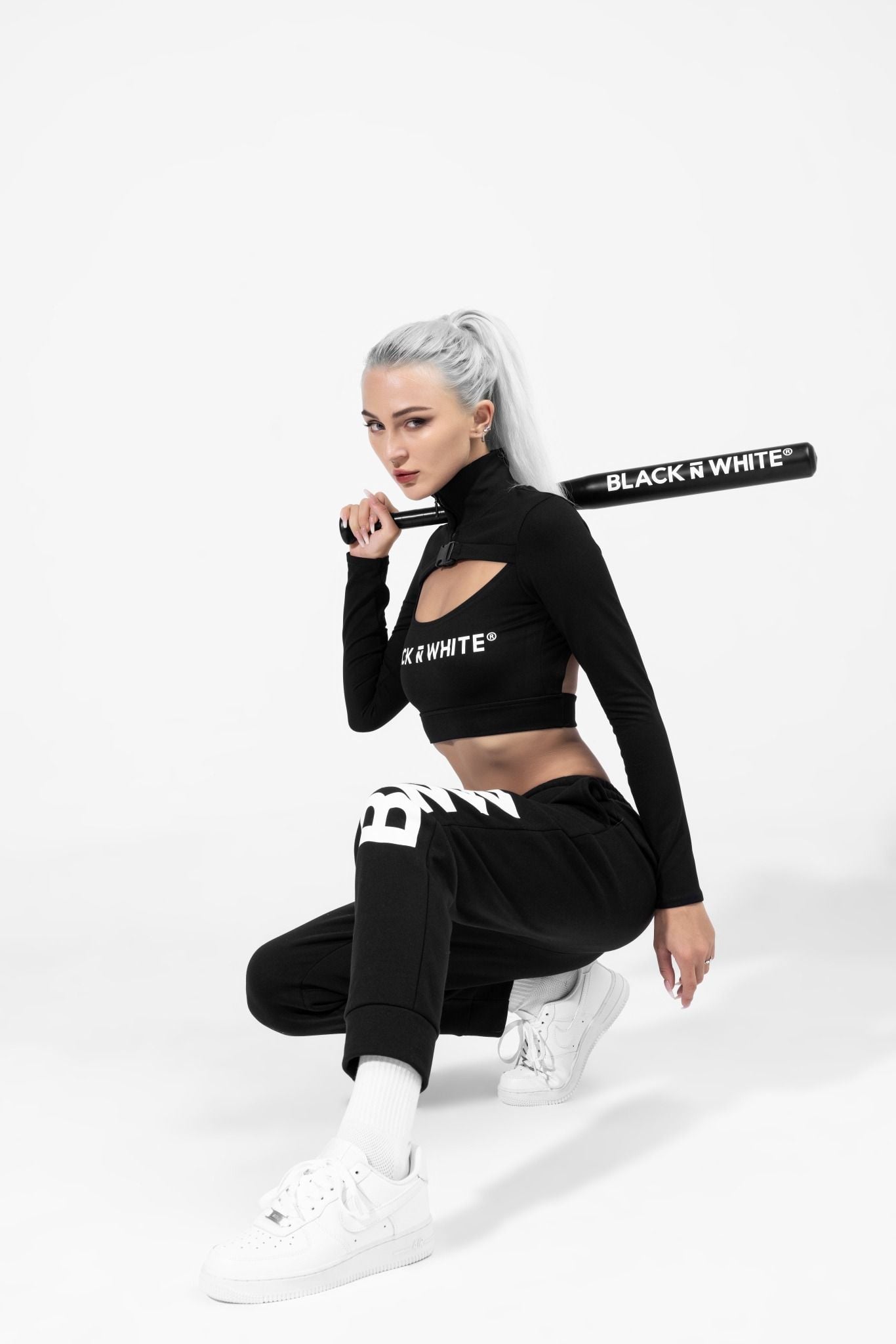  Bɴ̅W® Long-Sleeve Punk Style Crop-Top 