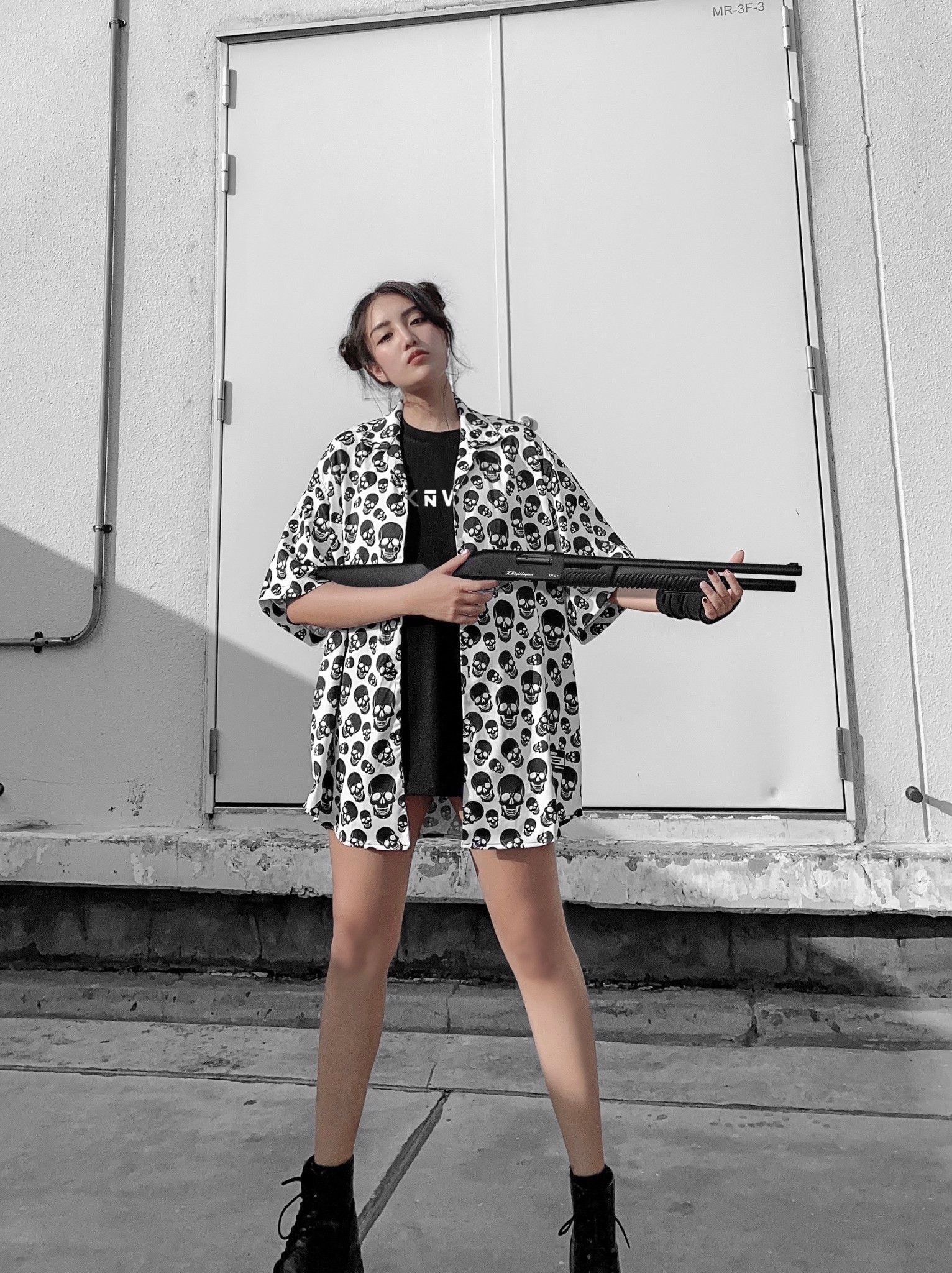  Bɴ̅W® Brave Soul Skull Print Shirt 