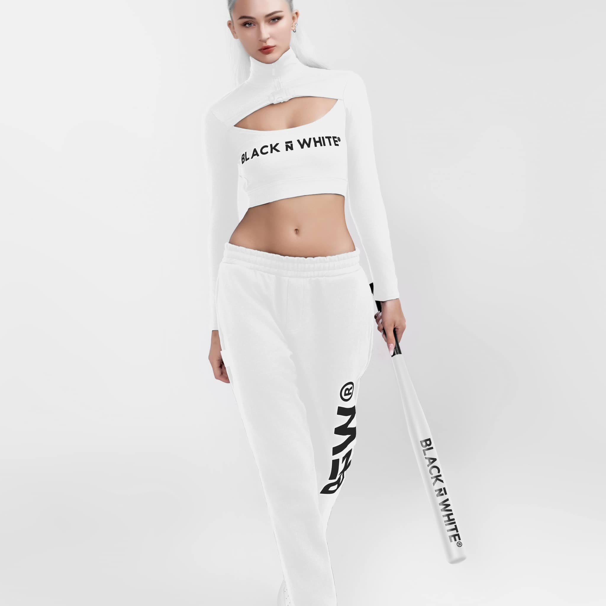 Bɴ̅W® Long-Sleeve Punk Style Crop-Top – BLACK ɴ̅ WHITE®