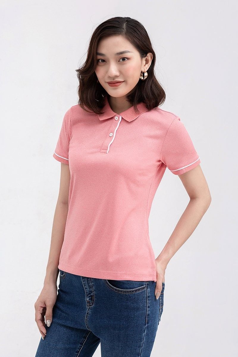  Áo polo vải café tay ngắn phối viền FWKS22SS01L 