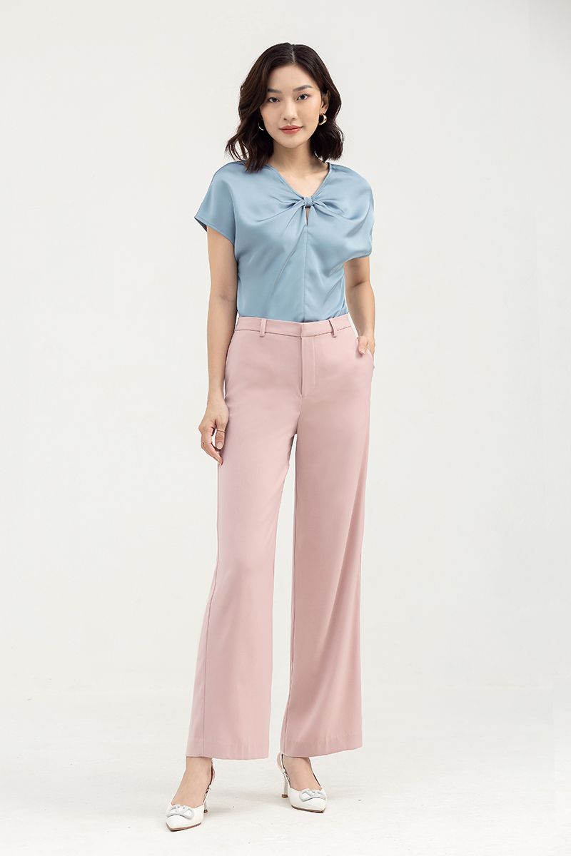  Áo kiểu nữ tay ngắn cổ V FWBL22SS06C 
