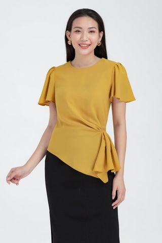  Áo kiểu nữ xếp ly chéo eo FWBL22SS12G 