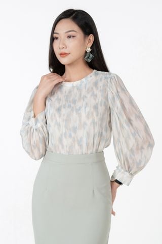  Áo kiểu nữ cổ tròn tay phồng FWBL23SS01G 