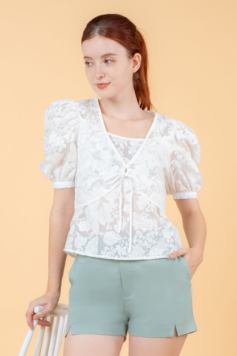  Áo Blouse Nữ Tay Bồng FWBL23SS10G 